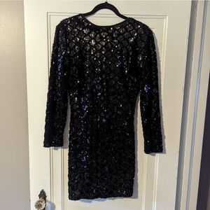 NWOT Sequin Black Mermaid Scale Mini Dress